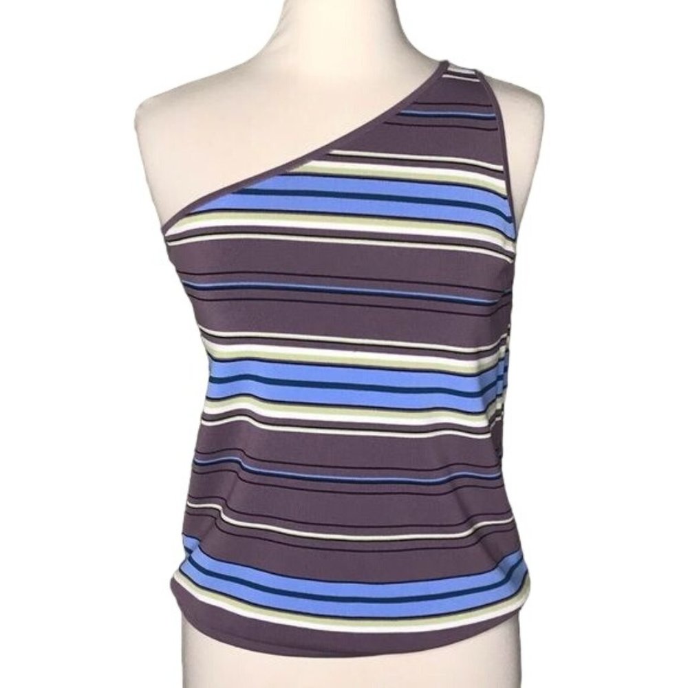 J Crew L one shoulder top striped